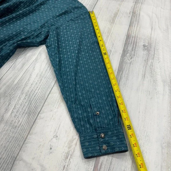 Cody James Western Pearl Snap Shirt 2XL Blue Long Sleeve Cowboy Aztec Mens - Picture 8 of 10